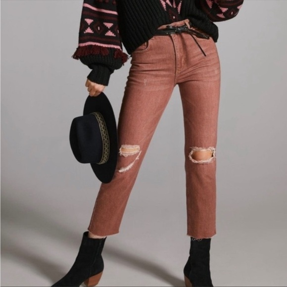 Pilcro for Anthropologie The Vintage Straight Leg Jean-Washed Brown Size 30 - Picture 2 of 13